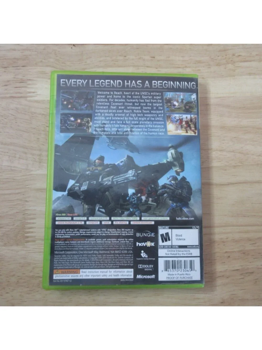 Halo Reach (Microsoft Xbox 360, 2010) Complete with Manual